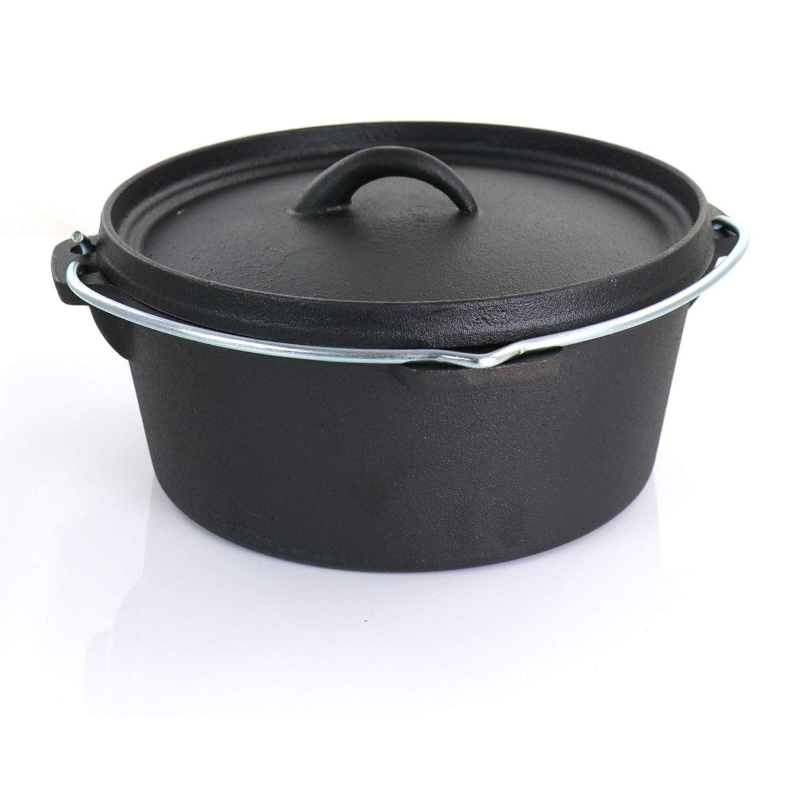 Megachef 5 Piece Cast Iron Kitchen Cookware Set W/Pot, Pan & Skillet, Pre-Seasoned, Black