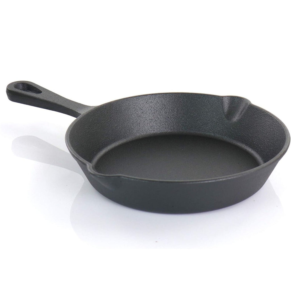 Megachef 5 Piece Cast Iron Kitchen Cookware Set W/Pot, Pan & Skillet, Pre-Seasoned, Black