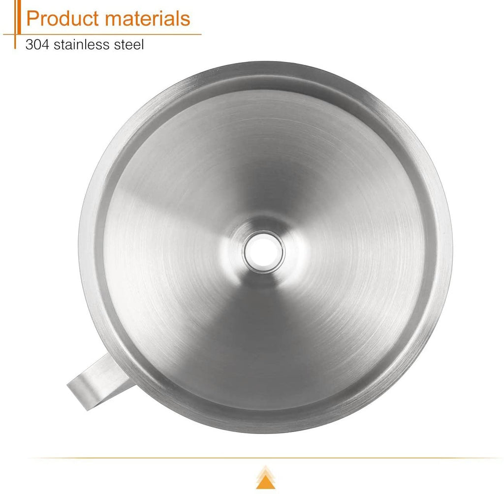Stainless Steel Funnel, 304 Stainless Steel Kitchen Funnel with 200 Mesh Food Filter Strainer for Transferring Liquids, Oil, Making Jam