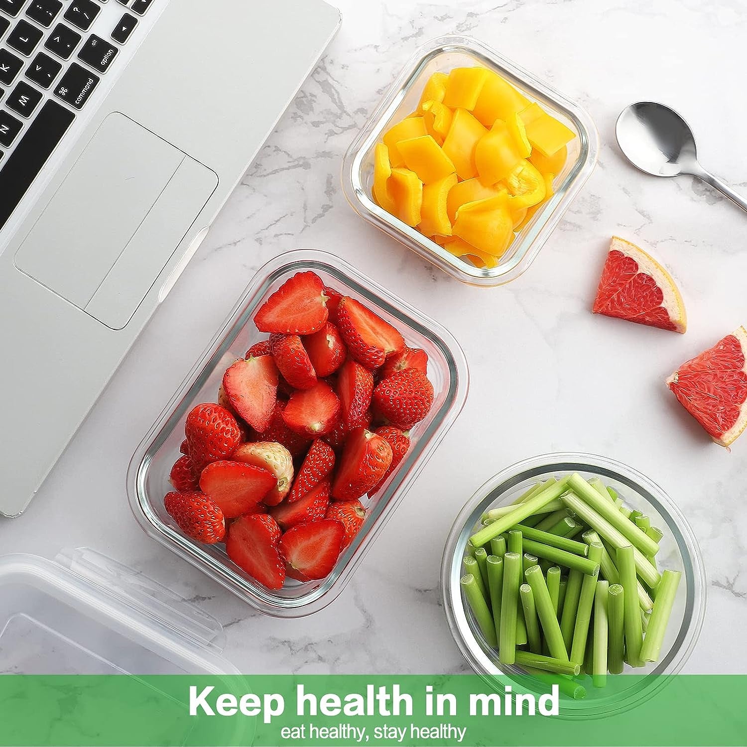 24Pc Glass Food Storage Containers with Lids, Glass Meal Prep Containers with Leak Proof Snap Lock Lids, Airtight Bento Lunch Boxes, Kitchen Storage (12 Lids & 12 Containers) - Black