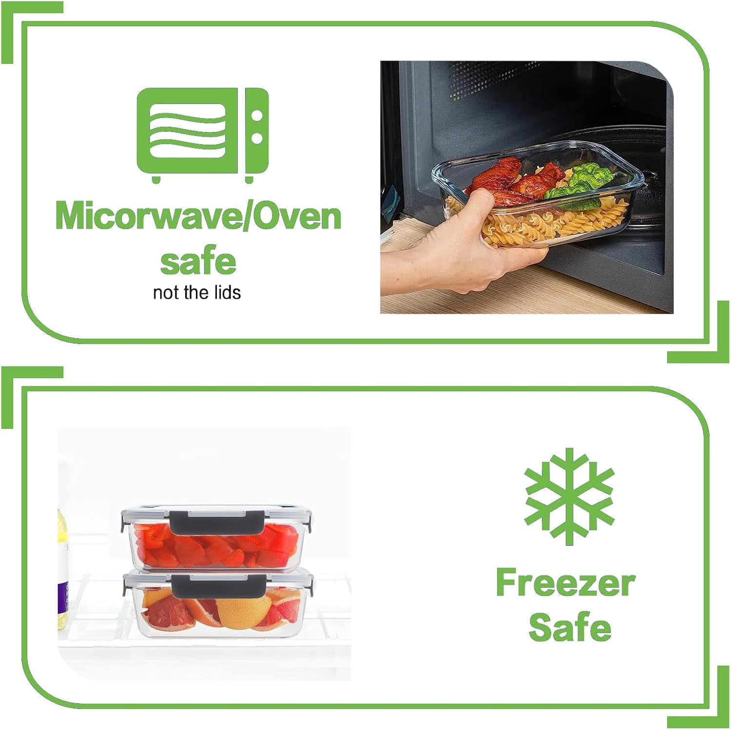 24Pc Glass Food Storage Containers with Lids, Glass Meal Prep Containers with Leak Proof Snap Lock Lids, Airtight Bento Lunch Boxes, Kitchen Storage (12 Lids & 12 Containers) - Black