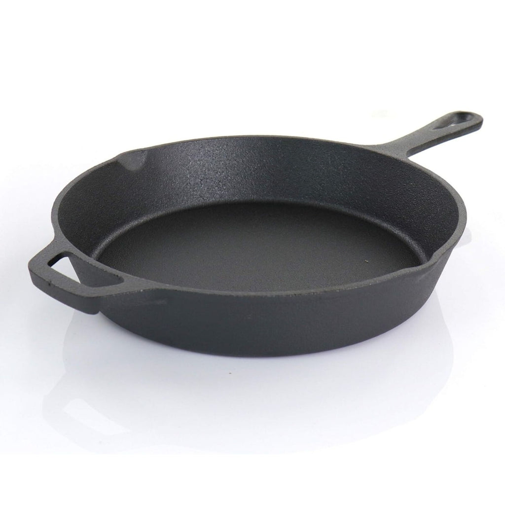 Megachef 5 Piece Cast Iron Kitchen Cookware Set W/Pot, Pan & Skillet, Pre-Seasoned, Black