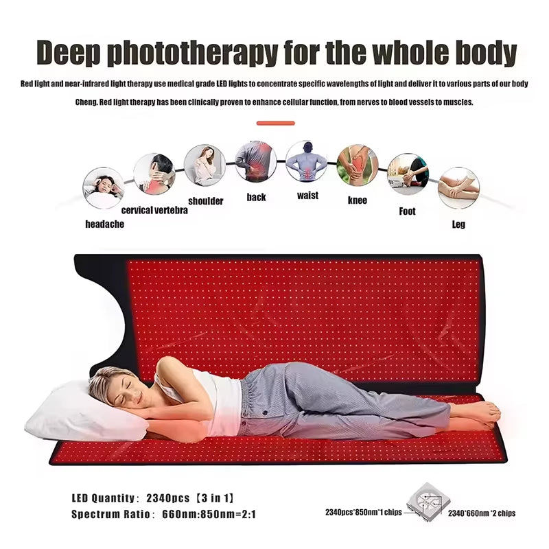 Custom Full Body Red Light Therapy Sleeping Bag with 660Nm and 850Nm LED Technology for Home Use