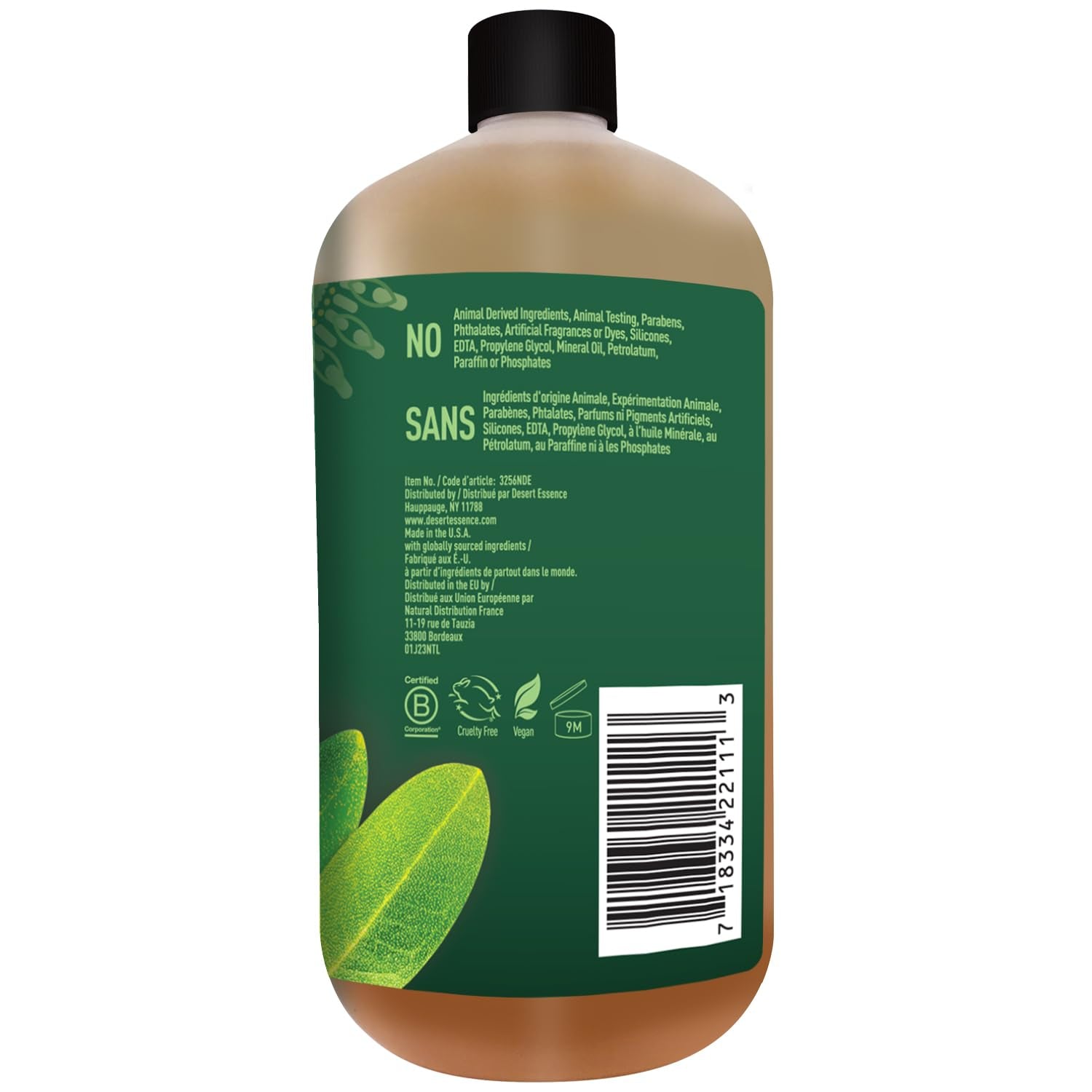 Desert Essence Face Wash with Tea Tree Oil, Castile Soap and Coconut Oil - Organic Facial Cleanser for Sensitive and Oily Skin, Vegan & Cruelty-Free, 32 Fl Oz